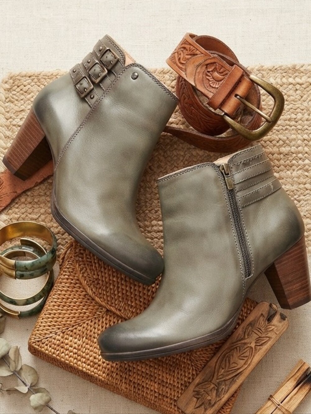 Pikolinos Green Ankle Booties
